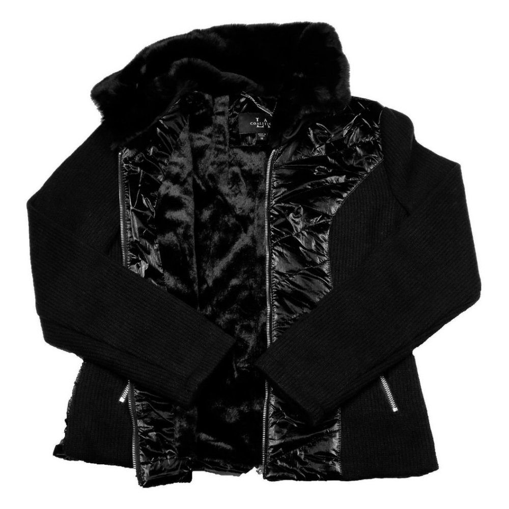 Coalition LA Black Knit-sleeved Metallic Jacket - Picture 6 of 6